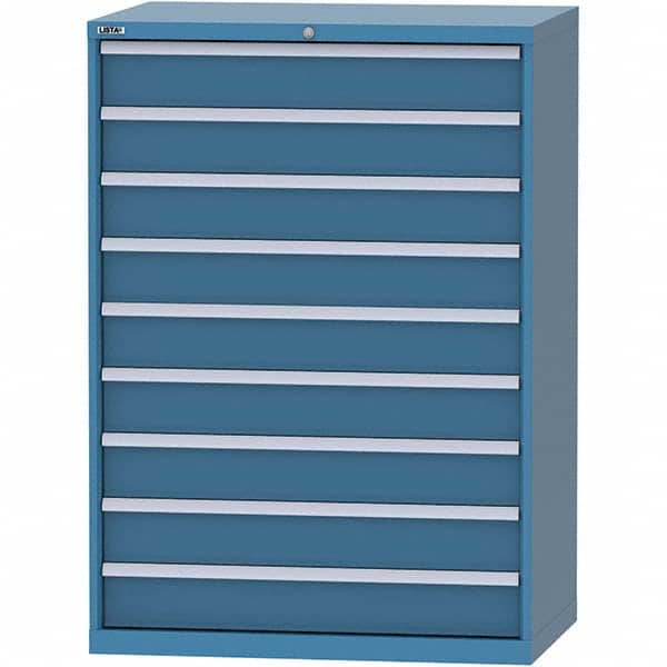 LISTA - 9 Drawer, 99 Compartment Bright Blue Steel Modular Storage Cabinet - Americas Industrial Supply