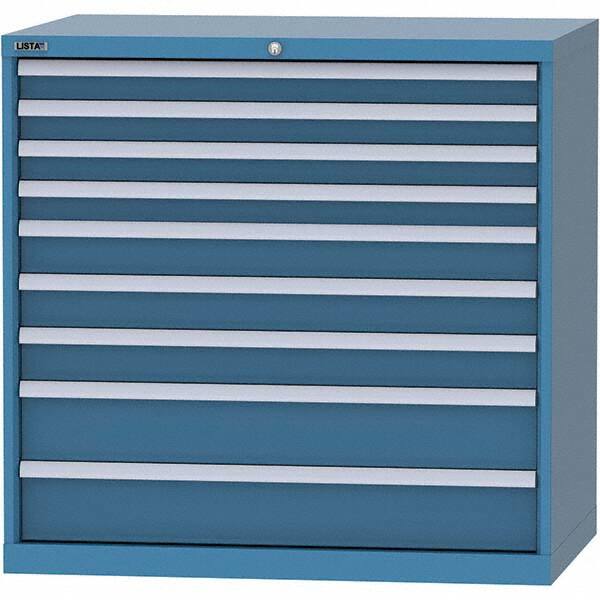 LISTA - 9 Drawer, 99 Compartment Bright Blue Steel Modular Storage Cabinet - Americas Industrial Supply