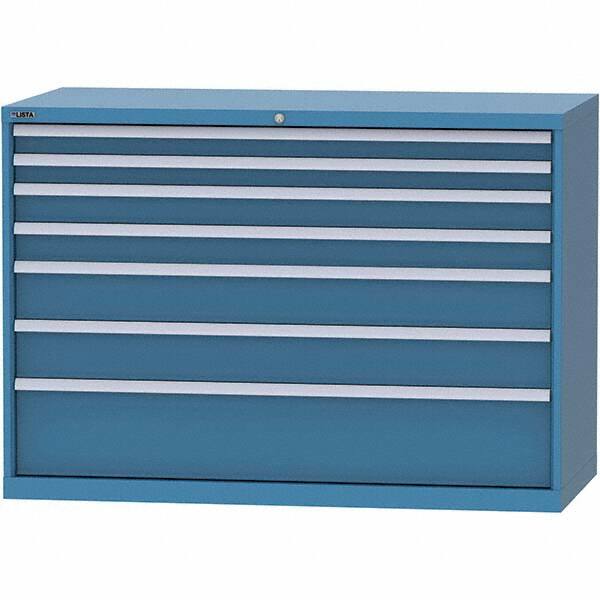 LISTA - 7 Drawer, 84 Compartment Bright Blue Steel Modular Storage Cabinet - Americas Industrial Supply