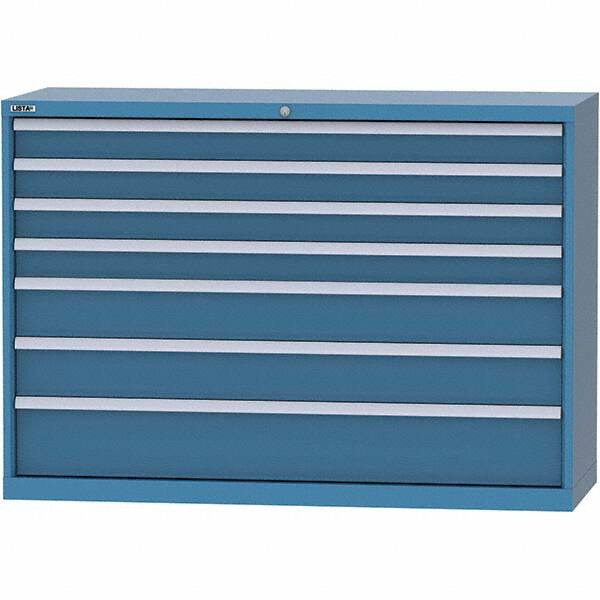 LISTA - 7 Drawer, 84 Compartment Bright Blue Steel Modular Storage Cabinet - Americas Industrial Supply