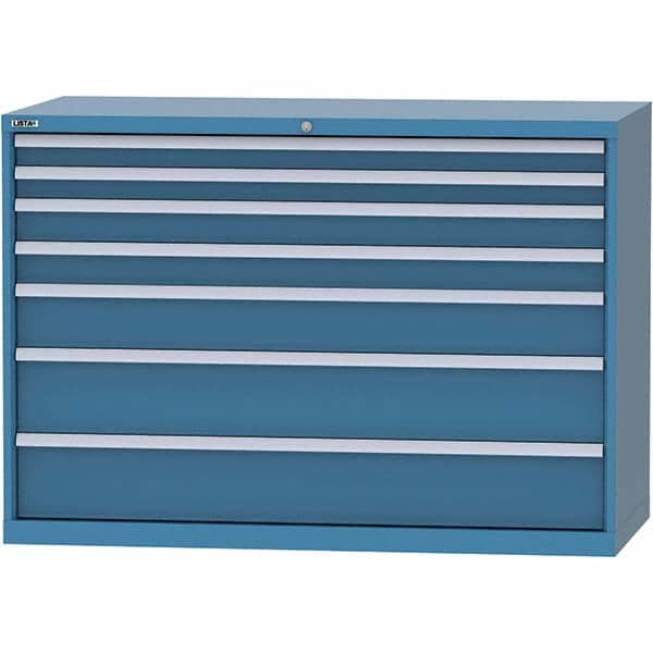 LISTA - 7 Drawer, 84 Compartment Bright Blue Steel Modular Storage Cabinet - Americas Industrial Supply