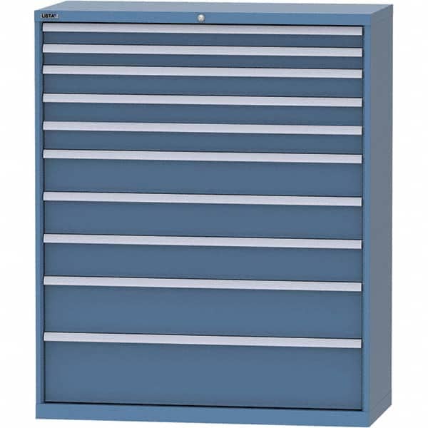 LISTA - 10 Drawer, 99 Compartment Bright Blue Steel Modular Storage Cabinet - Americas Industrial Supply