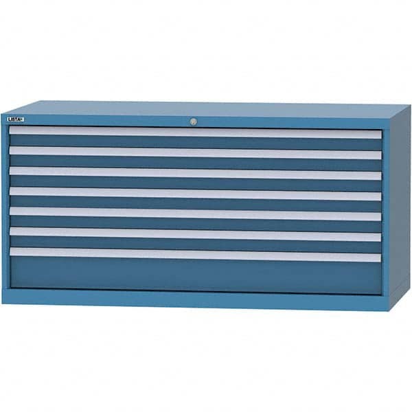 LISTA - 7 Drawer, 84 Compartment Bright Blue Steel Modular Storage Cabinet - Americas Industrial Supply