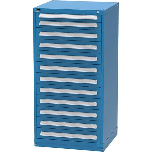 Vidmar - 12 Drawer, 344 Compartment Bright Blue Steel Modular Storage Cabinet - Americas Industrial Supply