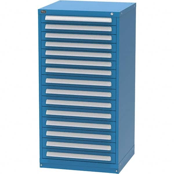 Vidmar - 15 Drawer, 344 Compartment Bright Blue Steel Modular Storage Cabinet - Americas Industrial Supply
