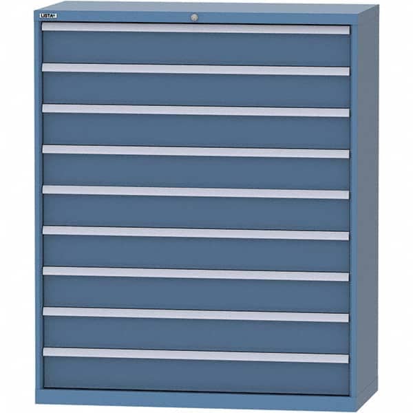 LISTA - 9 Drawer, 99 Compartment Bright Blue Steel Modular Storage Cabinet - Americas Industrial Supply