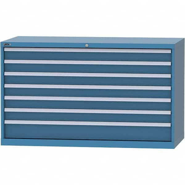 LISTA - 7 Drawer, 84 Compartment Bright Blue Steel Modular Storage Cabinet - Americas Industrial Supply