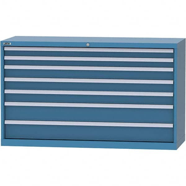 LISTA - 7 Drawer, 84 Compartment Bright Blue Steel Modular Storage Cabinet - Americas Industrial Supply