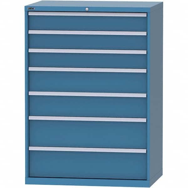 LISTA - 7 Drawer, 99 Compartment Bright Blue Steel Modular Storage Cabinet - Americas Industrial Supply