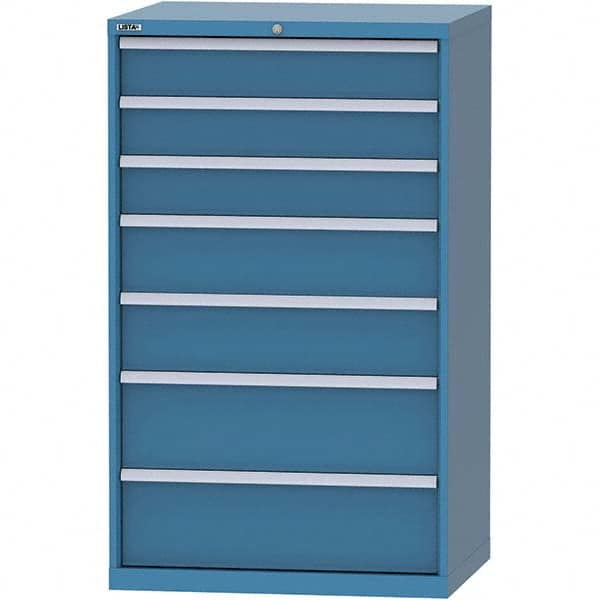 LISTA - 7 Drawer, 84 Compartment Bright Blue Steel Modular Storage Cabinet - Americas Industrial Supply