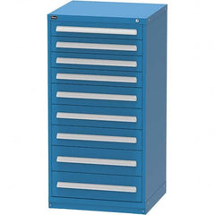 Vidmar - 9 Drawer, 124 Compartment Bright Blue Steel Modular Storage Cabinet - Americas Industrial Supply
