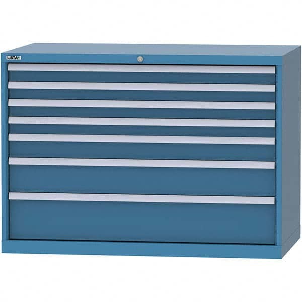 LISTA - 7 Drawer, 99 Compartment Bright Blue Steel Modular Storage Cabinet - Americas Industrial Supply