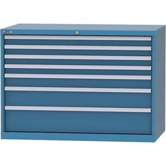 LISTA - 7 Drawer, 99 Compartment Bright Blue Steel Modular Storage Cabinet - Americas Industrial Supply