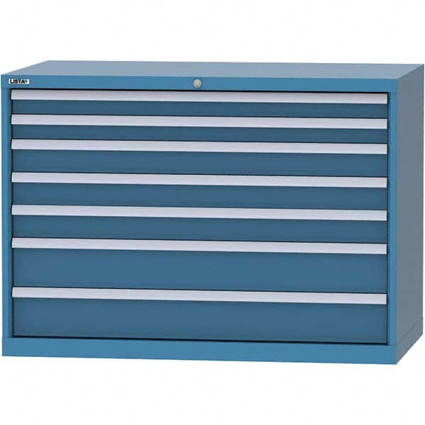 LISTA - 7 Drawer, 99 Compartment Bright Blue Steel Modular Storage Cabinet - Americas Industrial Supply