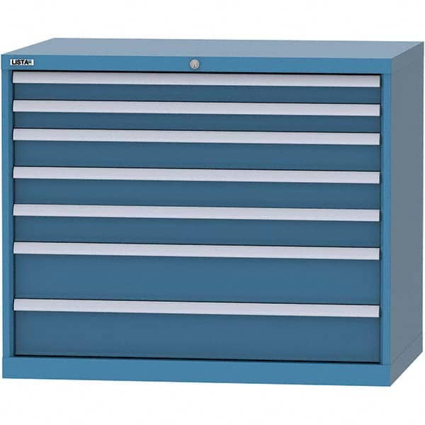 LISTA - 7 Drawer, 99 Compartment Bright Blue Steel Modular Storage Cabinet - Americas Industrial Supply