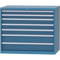 LISTA - 7 Drawer, 99 Compartment Bright Blue Steel Modular Storage Cabinet - Americas Industrial Supply