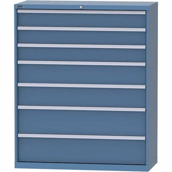 LISTA - 7 Drawer, 99 Compartment Bright Blue Steel Modular Storage Cabinet - Americas Industrial Supply