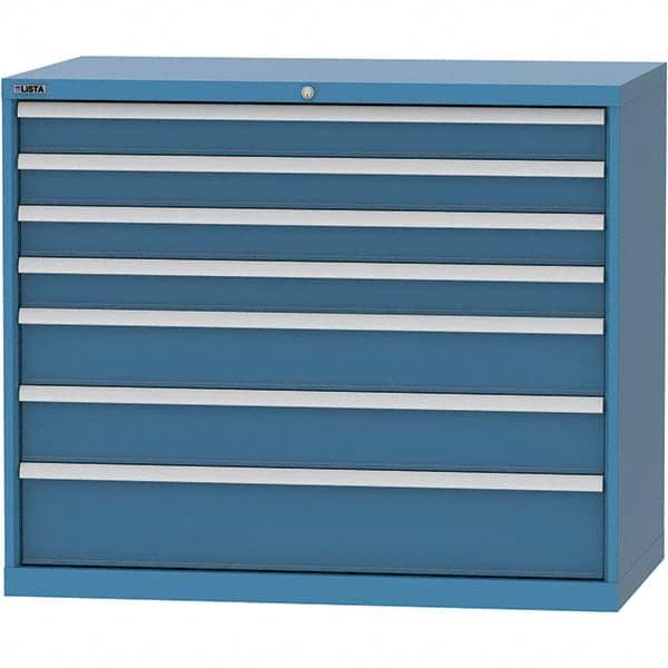 LISTA - 7 Drawer, 99 Compartment Bright Blue Steel Modular Storage Cabinet - Americas Industrial Supply