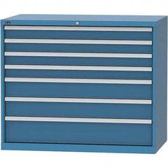 LISTA - 7 Drawer, 99 Compartment Bright Blue Steel Modular Storage Cabinet - Americas Industrial Supply