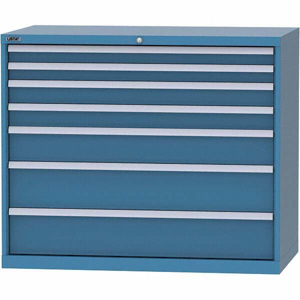 LISTA - 7 Drawer, 99 Compartment Bright Blue Steel Modular Storage Cabinet - Americas Industrial Supply