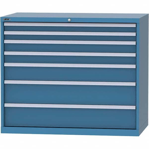 LISTA - 7 Drawer, 99 Compartment Bright Blue Steel Modular Storage Cabinet - Americas Industrial Supply