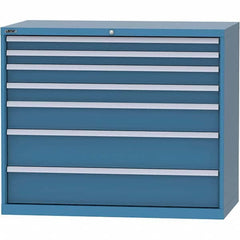 LISTA - 7 Drawer, 99 Compartment Bright Blue Steel Modular Storage Cabinet - Americas Industrial Supply