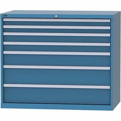 LISTA - 7 Drawer, 99 Compartment Bright Blue Steel Modular Storage Cabinet - Americas Industrial Supply