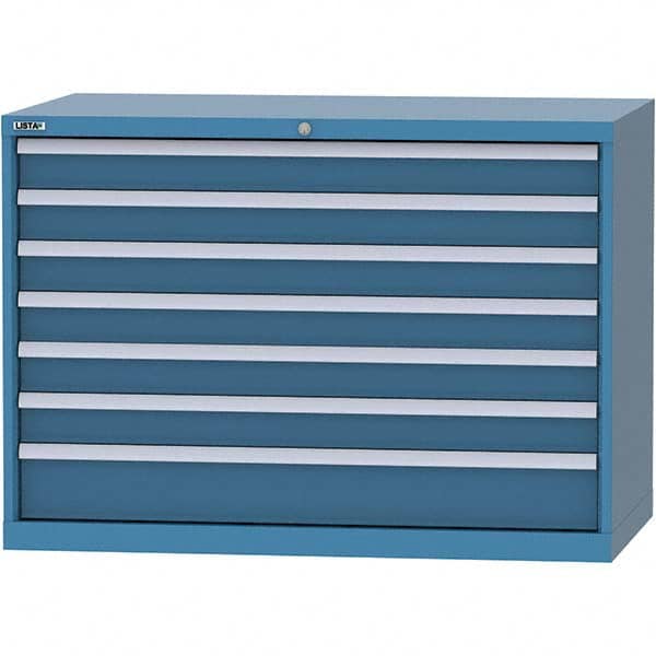 LISTA - 7 Drawer, 99 Compartment Bright Blue Steel Modular Storage Cabinet - Americas Industrial Supply