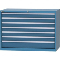 LISTA - 7 Drawer, 99 Compartment Bright Blue Steel Modular Storage Cabinet - Americas Industrial Supply