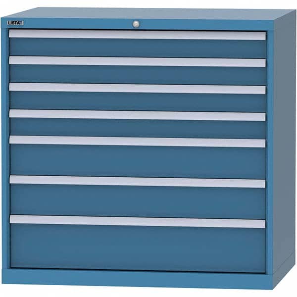 LISTA - 7 Drawer, 99 Compartment Bright Blue Steel Modular Storage Cabinet - Americas Industrial Supply