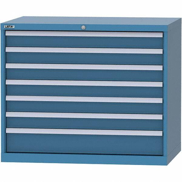 LISTA - 7 Drawer, 99 Compartment Bright Blue Steel Modular Storage Cabinet - Americas Industrial Supply