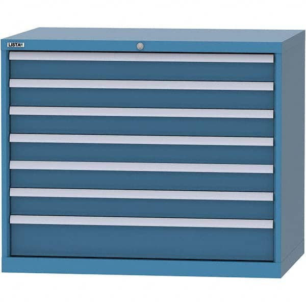 LISTA - 7 Drawer, 99 Compartment Bright Blue Steel Modular Storage Cabinet - Americas Industrial Supply