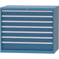 LISTA - 7 Drawer, 99 Compartment Bright Blue Steel Modular Storage Cabinet - Americas Industrial Supply