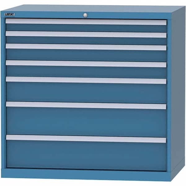 LISTA - 7 Drawer, 99 Compartment Bright Blue Steel Modular Storage Cabinet - Americas Industrial Supply