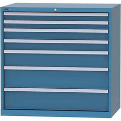 LISTA - 7 Drawer, 99 Compartment Bright Blue Steel Modular Storage Cabinet - Americas Industrial Supply