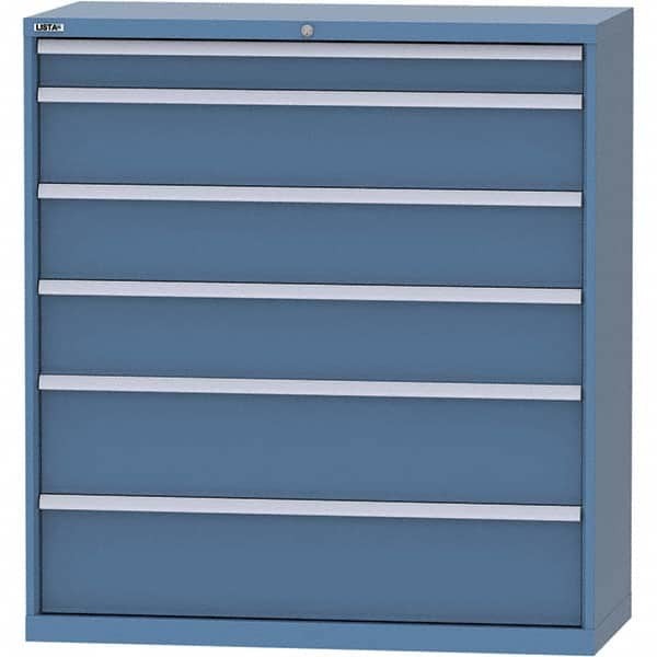 LISTA - 6 Drawer, 99 Compartment Bright Blue Steel Modular Storage Cabinet - Americas Industrial Supply