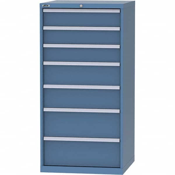 LISTA - 7 Drawer, 45 Compartment Bright Blue Steel Modular Storage Cabinet - Americas Industrial Supply