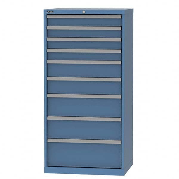 LISTA - 9 Drawer, 124 Compartment Bright Blue Steel Modular Storage Cabinet - Americas Industrial Supply