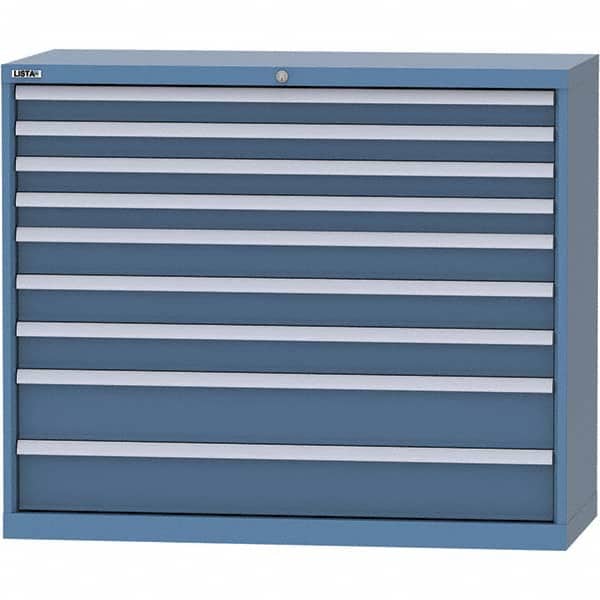 LISTA - 9 Drawer, 99 Compartment Bright Blue Steel Modular Storage Cabinet - Americas Industrial Supply