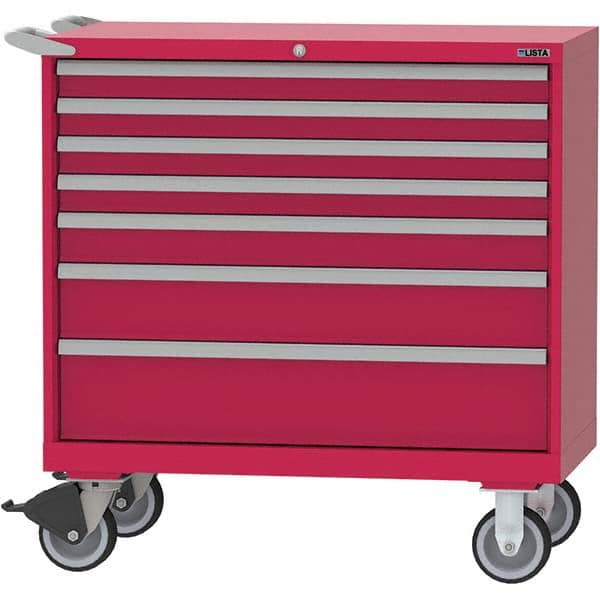 LISTA - 7 Drawer, 84 Compartment Red Steel Modular Storage Cabinet - Americas Industrial Supply