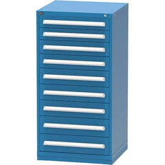 Vidmar - 9 Drawer Bright Blue Steel Modular Storage Cabinet - Americas Industrial Supply