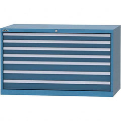 LISTA - 7 Drawer, 99 Compartment Bright Blue Steel Modular Storage Cabinet - Americas Industrial Supply