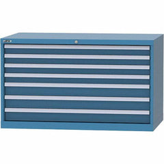 LISTA - 7 Drawer, 99 Compartment Bright Blue Steel Modular Storage Cabinet - Americas Industrial Supply