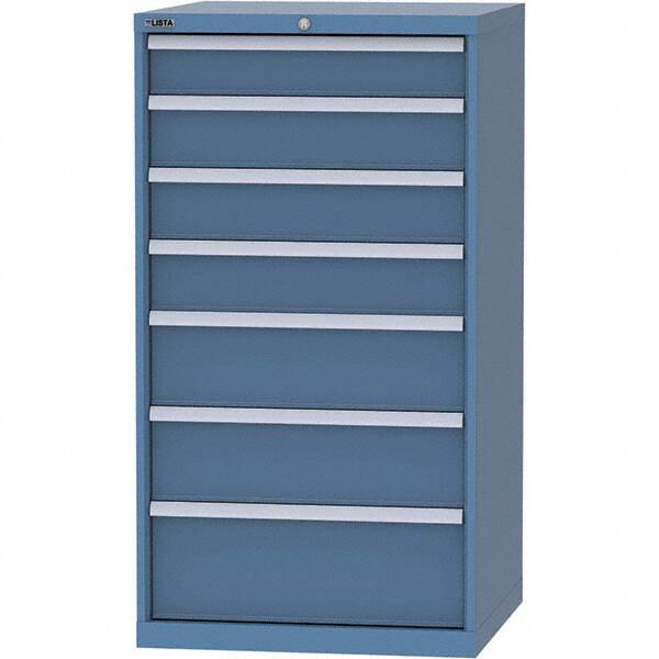 LISTA - 7 Drawer, 45 Compartment Bright Blue Steel Modular Storage Cabinet - Americas Industrial Supply
