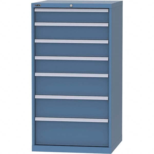 LISTA - 7 Drawer, 45 Compartment Bright Blue Steel Modular Storage Cabinet - Americas Industrial Supply