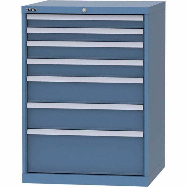 LISTA - 7 Drawer, 45 Compartment Bright Blue Steel Modular Storage Cabinet - Americas Industrial Supply
