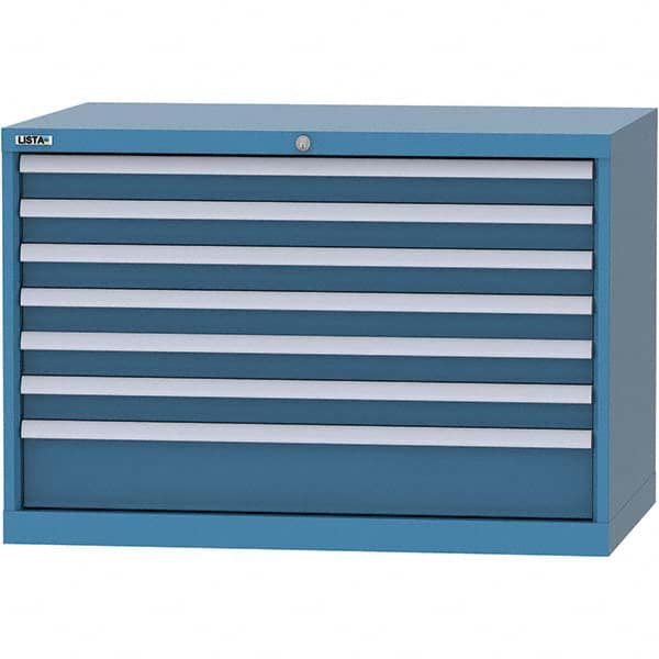 LISTA - 7 Drawer, 84 Compartment Bright Blue Steel Modular Storage Cabinet - Americas Industrial Supply