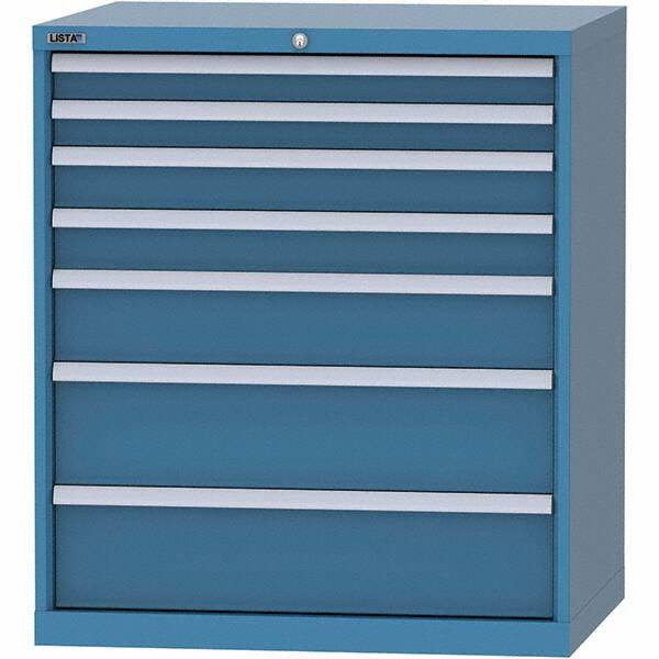 LISTA - 7 Drawer, 84 Compartment Bright Blue Steel Modular Storage Cabinet - Americas Industrial Supply