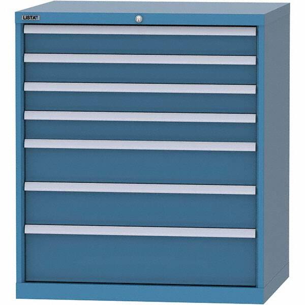LISTA - 7 Drawer, 84 Compartment Bright Blue Steel Modular Storage Cabinet - Americas Industrial Supply