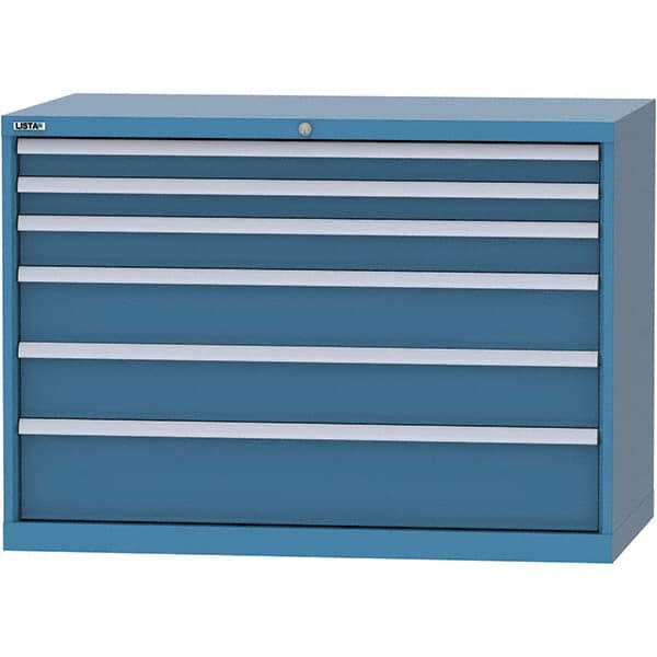 LISTA - 6 Drawer, 99 Compartment Bright Blue Steel Modular Storage Cabinet - Americas Industrial Supply